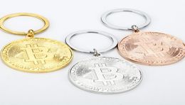 Coin Keychain Gold Plate BTC Token Key Chain Novelty Party Favor Keyring Keyring Commémoratif Souvenir Gift5464088