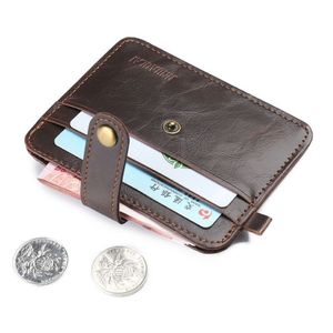 Porte-monnaie magnétique court à deux volets pour hommes, portefeuille super mince simple vintage en cuir pu, porte-cartes 192y