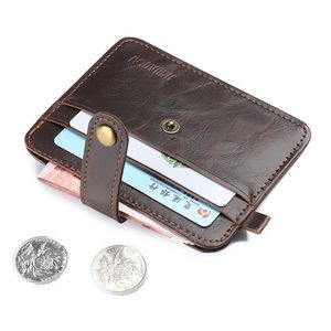 Porte-monnaie aimant court à deux volets hommes portefeuille super mince simple vintage pu porte-cartes en cuir 237G