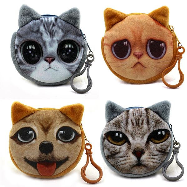 Porte-monnaie portefeuille dames 3D chats mignon visage Animal grand visage changement mode mignon petit sac à fermeture éclair pour les femmes changer sac à main