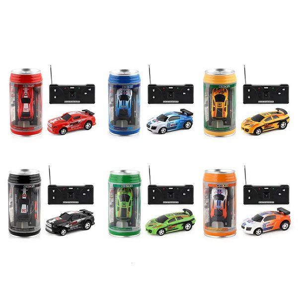 Coke Can Mini Cans RC Car à piles en plastique télécommande véhicule de course avec barrages routiers Micro Racing Car pour enfants garçons 240122