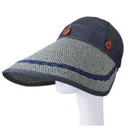 Cokk hoeden vrouwen wijd grote rand floppy zomer strand zon hoed stro hoed knop cap zomer hoeden voor vrouwen anti-uv vizier cap vrouw