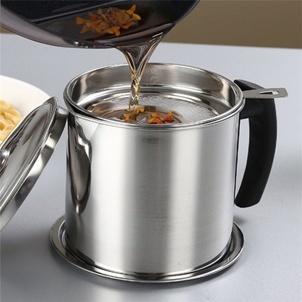 Passoires passoires 1.3L en acier inoxydable ménage filtre à huile Pot saindoux crépine réservoir conteneur cruche grande capacité stockage peut cuisine outils de cuisson 221121