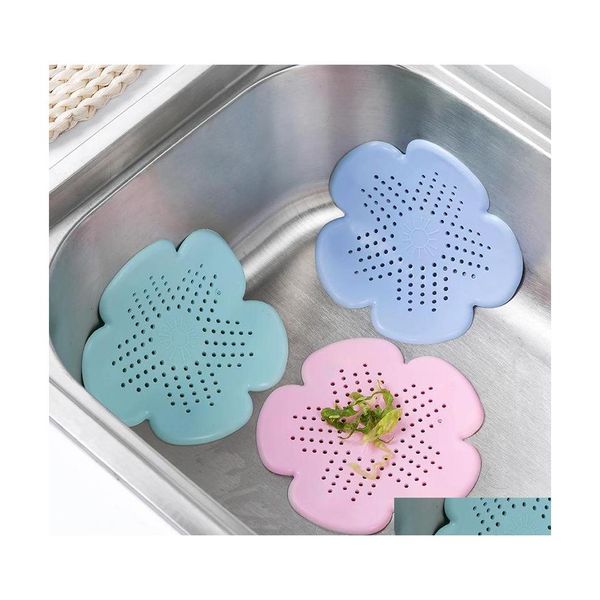 Coladores Coladores Forma de flor Fregadero de cocina Drenaje Sile Colector de cabello Tapón de baño Ducha Er Filtros de lavabo Piso Entrega de caída Dhohn