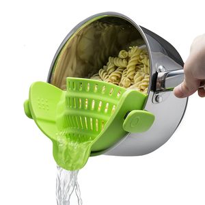 Colanders Strainers LMETJMA Universal Silicone Clip-on Pan Pot Anti-spill Pasta Food Grade Rice Fruit Colander KC0111 221121