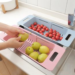 Colanders Strainer Intrekbare verstelbare gootsteen wassen fruit groentemanden huishoudelijke keukenbekkens aftappen voorraden 221121