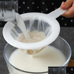 Colanders Strainer herbruikbare nylon super fijne vergiet mesh zeefzeef met handvat voor honingsap thee soymilk koffiefilter dro dhdy0