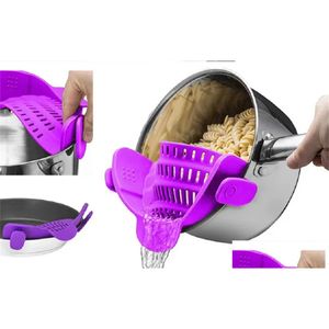 Coladores Coladores Sile Coladores Clip de cocina en olla Colador Escurridor para drenar el exceso de líquido Pasta Vegetal Utensilios de cocina Drop Del Dhm9D