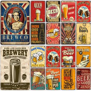 Koud Bier Vintage Metalen Poster Goede Vriend Drinken Retro Tin Bord Bar Club Pub Muur Kunst Decoratie Plaat voor Moderne Home Decor Esthetische Geschenken 20cmx30cm W01