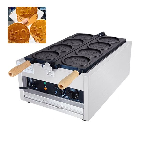 Monedas frías Máquina Waffle 4 PCS Potencia de calefacción eléctrica 3000W Monfin de fabricación comercial de bocadillos sin superficie de superficie