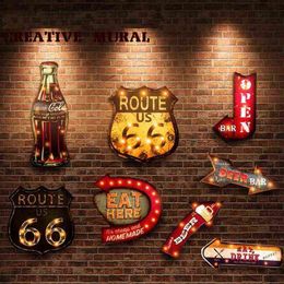 Koude Cola Vintage Led Licht Neon Borden Decoratief Schilderen Voor Familie Pub Bar Restaurant Cafe Billboard Route 66 Led neon Borden J2347g