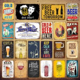 Cold Ice Beer Metal Painting Affiche Cocktail Bar Decor Vintage Signs Vintage Pub Club Hotel Store Gift Home Mur Plaque Taille 20X30CM