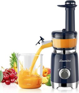 Presse-agrumes à froid, ZASMIRA Machines à jus pour légumes et fruits avec technologie de jus améliorée, moteur silencieux puissant, taille compacte pour presse-agrumes peu encombrant