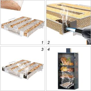 Générateur de fumée froide pour le fumeur BBQ Grill Générateur de fumée froide Smoker Fumez de cuisine Pellet Supplies avec des crochets de pinceau propre 2PCS