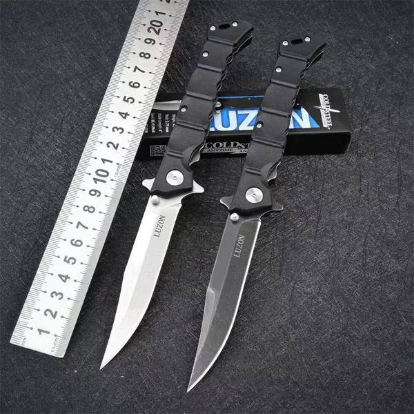 Cold Steel 20NQL Luzon Flipper Couteau 6 pouces Noir Clip Point Lame Noir GFN Poignées EDC Couteaux de poche Tactique Survie Camping Outils