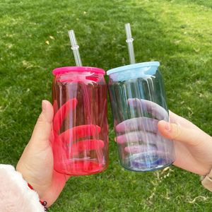 Cold Wholesale en vrac Boire de café tasse de café recyclable BPA Free Unbreakablea 5 couleurs mixtes 16 oz en plastique transparent en plastique avec des couvercles PP pour UV DTF Wraps 4.23