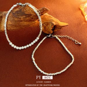 Pulsera de perlas de viento fría Sier Pearl Instagram, brazalete de diseño de diseño de moda único, nuevo estilo, artesanía versátil para mujeres