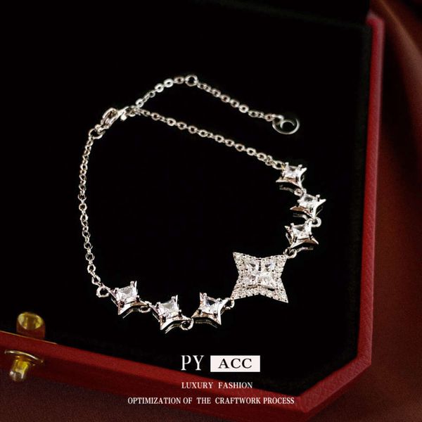 Viento frío Circón Diamante Mang Estrella Corea Coreano Senedor de moda Instagram Pulsera de moda