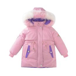 Koude winter meisjes jassen dikke katoenen jassen Koreaanse mode kinderen bovenkleding meisje jassen Mid-length Hooded Parka's voor Tiener Girl H0909