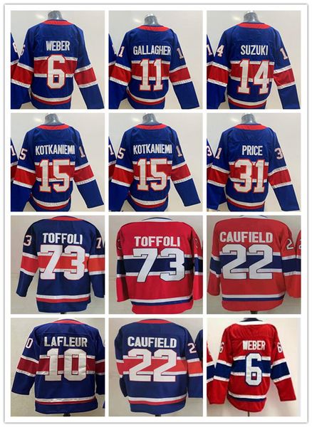 Maillot Cole Caufield 2020-21 Hockey rétro inversé Tyler Toffoli Carey Price 11 Brendan Gallagher Nick Suzuki 15 Jesperi Kotkaniemi Shea