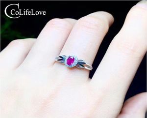 Colife Jewelry 925 Silver Ruby Ring for Engagement 03ct Natural Ruby Silver Ring Sterlinmg Silver Ruby Jewelry1426944