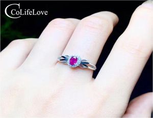 Colife sieraden 925 Silver Ruby Ring voor verloving 03ct Natural Ruby Silver Ring Sterlinmg Silver Ruby Jewelry2540060