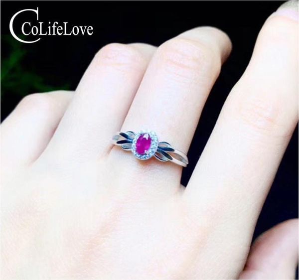 Colife Jewelry 925 Silver Ruby Ring for Engagement 03ct Natural Ruby Silver Ring Sterlinmg Silver Ruby Jewelry6957429