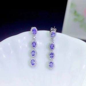 CoLife bijoux véritable Tanzanite boucles d'oreilles pour mariage 8 pièces 3*4mm Taznanite argent Eardrop 925 argent Taznanite bijoux 240311