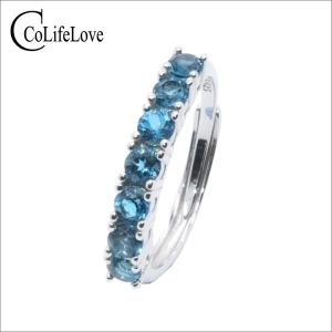 CoLife Bijoux Bague Topaze Simple pour Un Usage Quotidien 7 Pièces 3mm Bague en Argent Topaze Naturelle Bijoux en Topaze en Argent 925