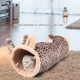 Tunnel de chat pliable jouet tente jouet chat jouet intérieur chiot mignon girafe pour faire de l'exercice cachette d'entraînement pour animaux de compagnie