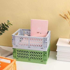 Caisse pliable Paniers de rangement en plastique Pliant Bureau Cosmétique Divers Organisateur Boîte Empilable Fruits Aliments Jouets Bin 210609