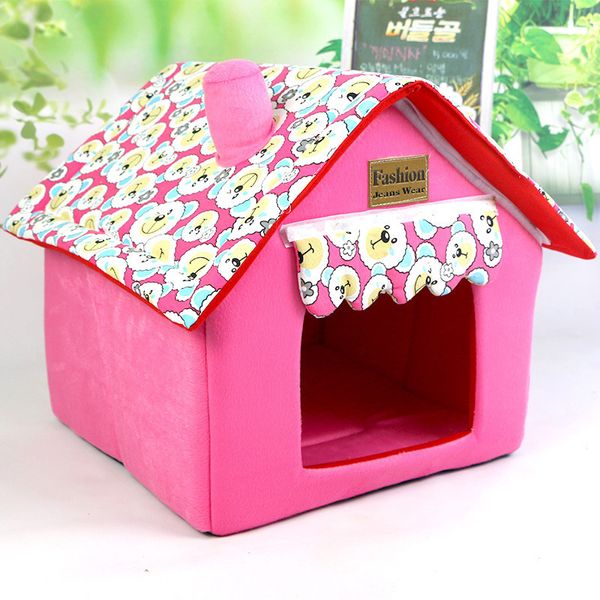 Casa de perro de Doghouse de dibujos animados de dibujos animados Pascua Perrito Nest Cat House Kennel PET casero rojo verde amarillo azul envío gratis LJ201203