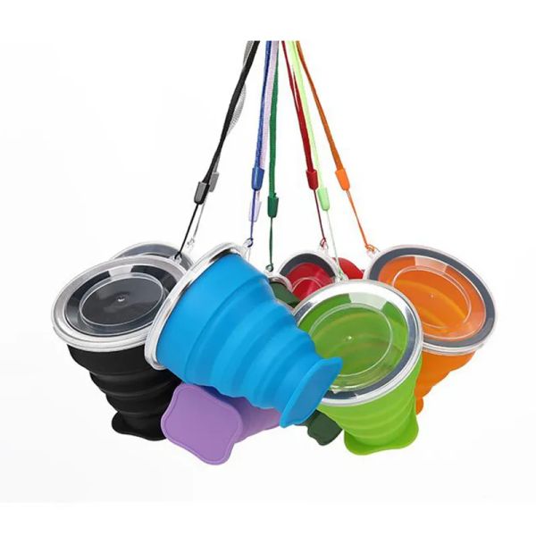 Gobelets pliables en Silicone, 12 couleurs, gobelets rétractables portables, bouteilles d'eau télescopiques pliantes pour voyage Camping