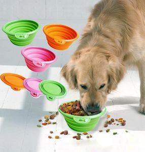 Bol à chiens de chien en silicone pliable Couleur de bonbons extérieurs Puppy Doogie Food Container Feeder Dish3590283