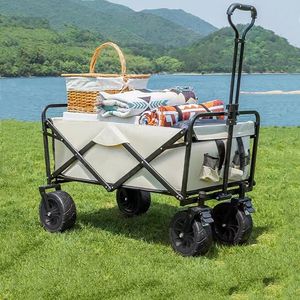 Opvouwbare vouwwagen Outdoor Utility Wagon Cart Heavy Duty met universele wielen Verstelbare handgreep Boodschappenwagen voor tuin Kamperen Winkelen Sport