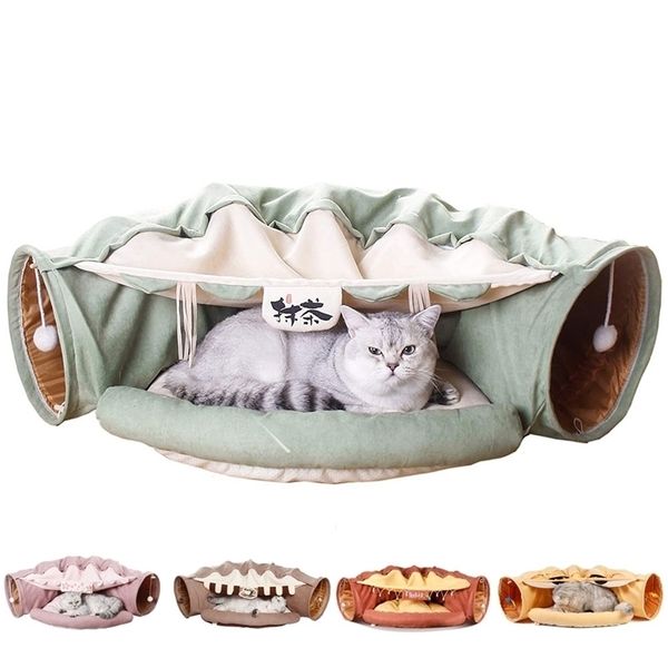 Tubo de túnel para gatos extraíble plegable, juguetes interactivos para mascotas, anillo de papel con sonido, campana para gatos, hurones, cachorros 220323