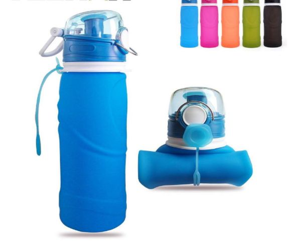 Botella de agua de silicona plegable, hervidor plegable de silicona, botella de agua para deportes al aire libre, botella para correr de viaje, 750ml4036267