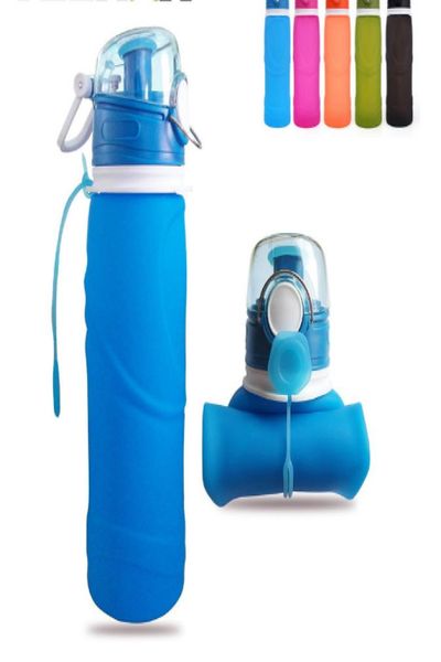 Botella de agua de silicona plegable, hervidor plegable de silicona, botella de agua deportiva para exteriores, botella para correr de viaje, 750ml4457630