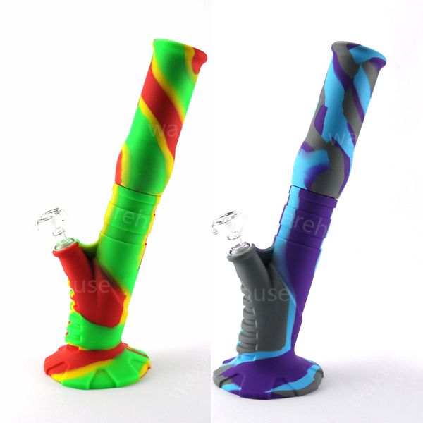 Pipe à eau en silicone pliable grand bong dab paille brûleur à mazout pipe à fumer en verre 18 pouces plates-formes pétrolières fumer livraison gratuite