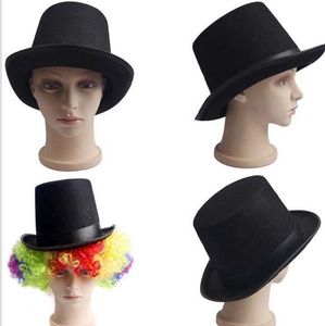 Black Satin Felt hoge hoed goochelaar gentleman volwassen 20'S kostuum smoking victoriaanse pet Halloween Christmas party Fancy Dress Top Hats geschenken