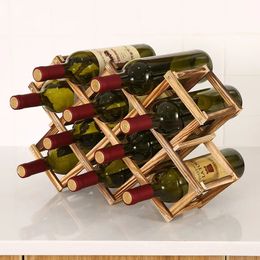 Inklapbare houten wijnrekken fleskast stand houders houten plank organisator opslag voor retro display kast