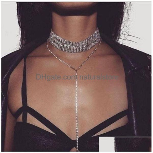 Collier Collier Mode Discothèque Cou Alliage Fl Diamant Longues Chaînes Amazon Rouge Or Sier Drop Livraison Bijoux Colliers Pendentifs Dhsxi