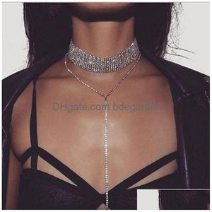 Collier à collier Colliers de mode Iced Out pour femmes Crystal Rinestone Chokers Bling Alloy Party Bijoux Christmas Gift Drop Livrot Dhwqi
