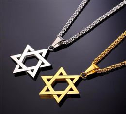 Collare Magen Star of David Pendant Israel Chain Collier Femmes Femmes en acier inoxydable Judaica Gold Black Couleur Bijoux juifs P813276013475