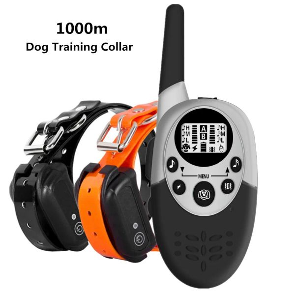 Collares 1000m entrenamiento de perros impermeable collar recargable el sonido de control anti ladrillos recuerda receptor de choque de vibración 40% de descuento
