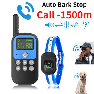 Colliers 1500m Electric Dog Training Collar Voice Walkietalkie Pet Remote Control Imperproofing Recharteable pour toutes les tailles de vibration