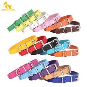 Colliers 16 pièces/lot en gros 16 couleurs collier de chien de chat de compagnie colliers de chiot en cuir PU pour petit moyen chien cou Starp XS/S/M/L/XL