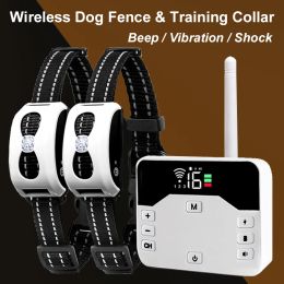 Koorden 2 op 1 draadloos elektronisch hondenafheksysteem externe trainingskraag piepschoktrilling en huisdiereninbsluiting voor alle puppy van de grootte