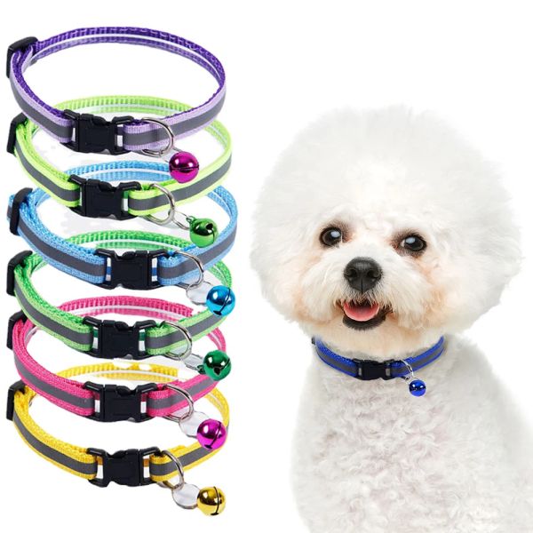 Colliers 50 pièces pour animaux de compagnie, collier réglable pour chien et chat, Patch réfléchissant pour chiot, collier réfléchissant avec cloche, fournitures pour animaux de compagnie