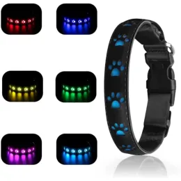 Colliers 7 modes LED collier de chien os lumière colorée collier de chien lumineux USB rechargeable lumière nuit sécurité animal de compagnie brillant accessoires